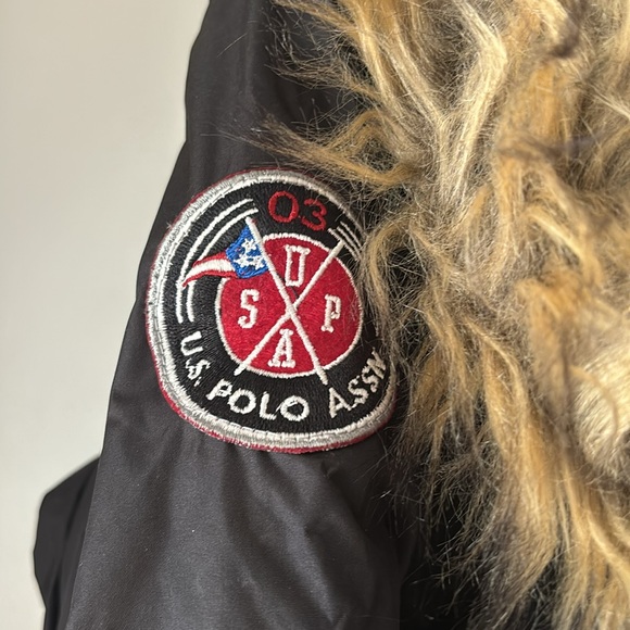 NWT U.S. Polo Assn. Boys Black Coat with Detachable Fur Hood - Picture 4 of 8